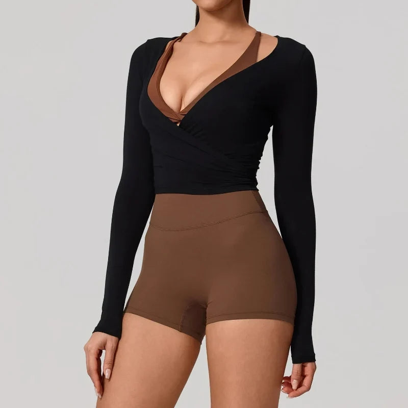 Tie-Waist Yoga Wrap Top